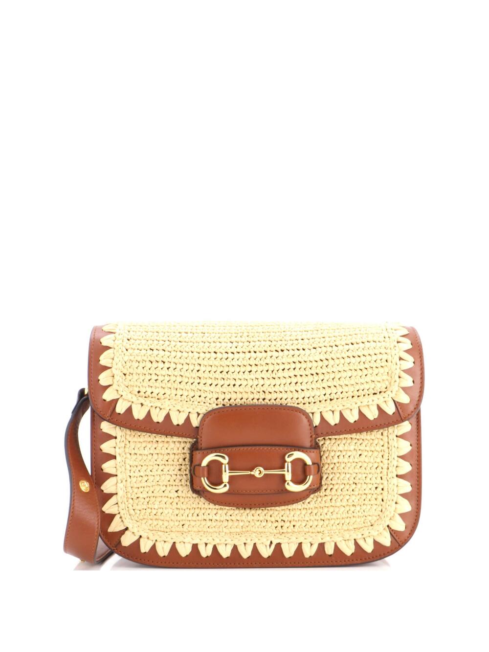 Gucci Horsebit Shoulder Bag Raffia #349077G21B